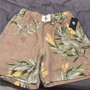 Darc Sport Olive Green Botanical Print Men's Athletic Shorts